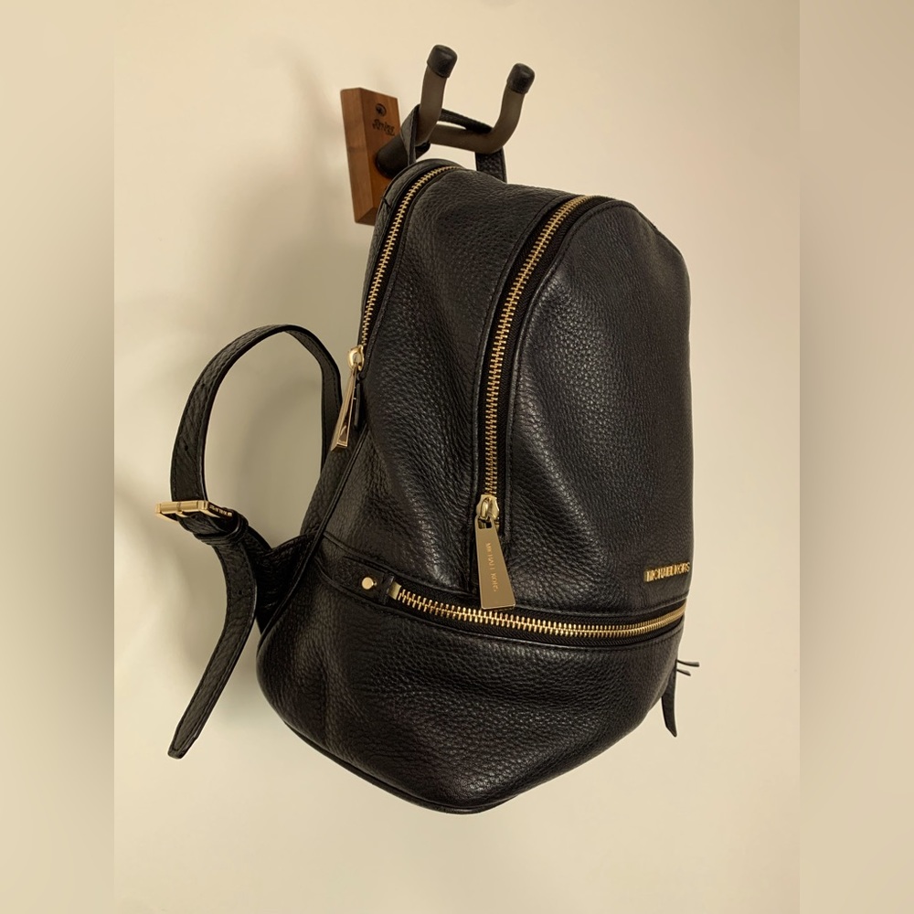 Michael Kors Black Leather Backpack Purse